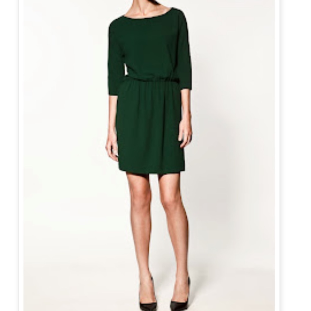 ZARA WOMAN Cold Shoulder Dress EUC Size Small Dark Green